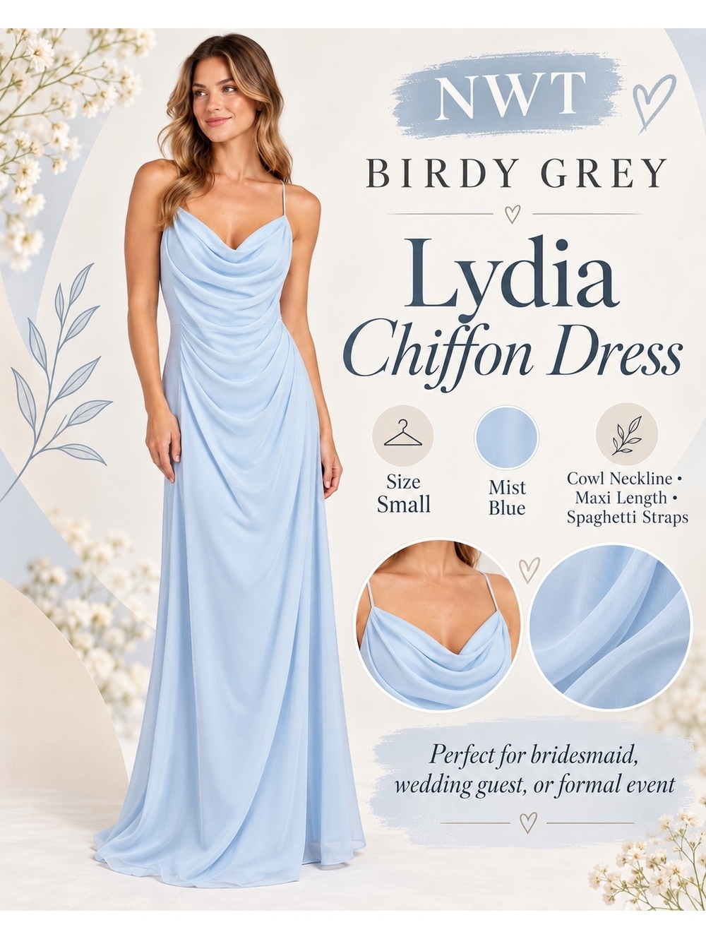 Birdy Grey Lydia Light Blue Chiffon Dress